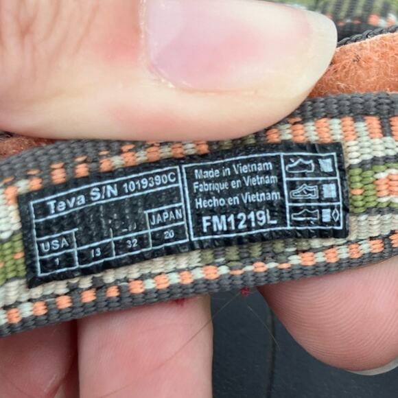 Teva Salmon Pink Green Aztec Tribal Hook Loop Adjustable Lightweight Sandal Shoe - Picture 6 of 10